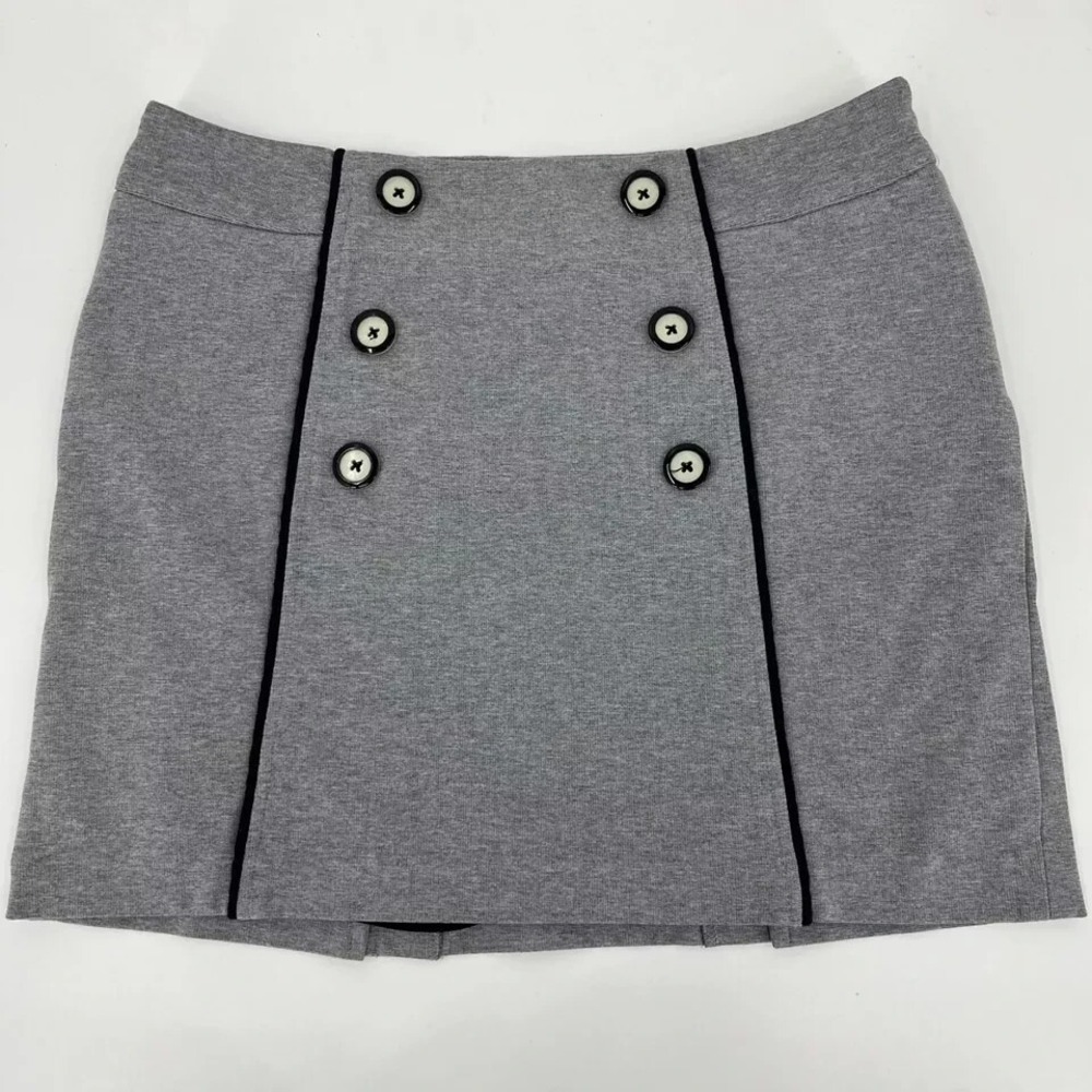 Lizzie Driver Womens Heather Grey Double Breasted Nautical Golf Skort Size 4